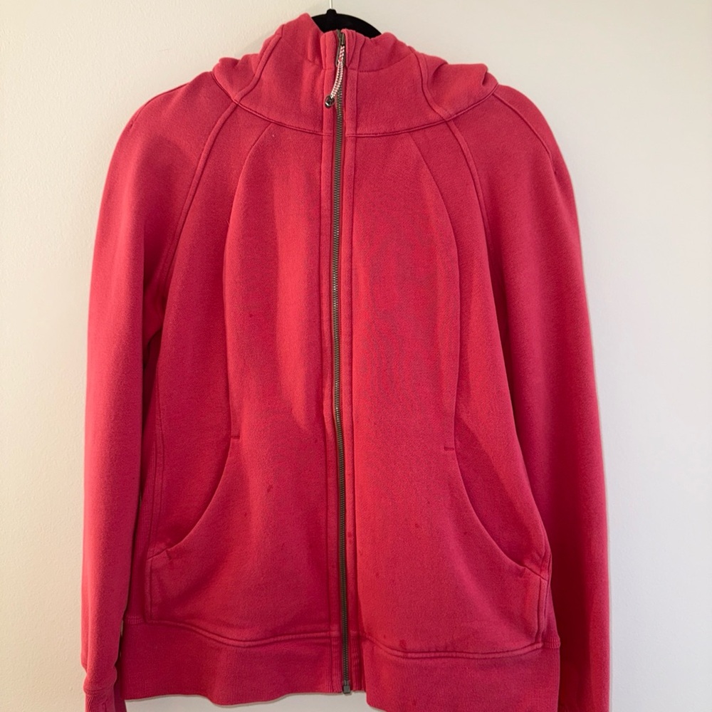Lululemon Women's Scuba Full Zip Hoodie Sweatshirt Coral Pink Size 12